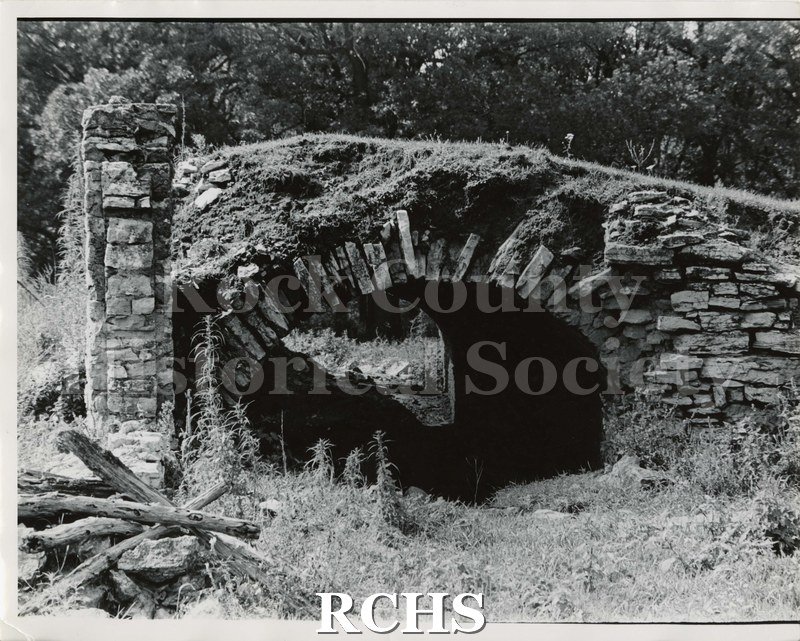 Black and white photograph of the Stone Arch, SW Rock County.