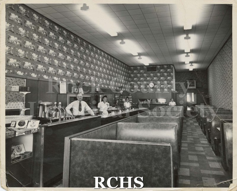 Black and white photograph of the Central Restaurant, 121 W. Milwaukee Street, Janesville, WI, James Zanius, prop. c. 1941.