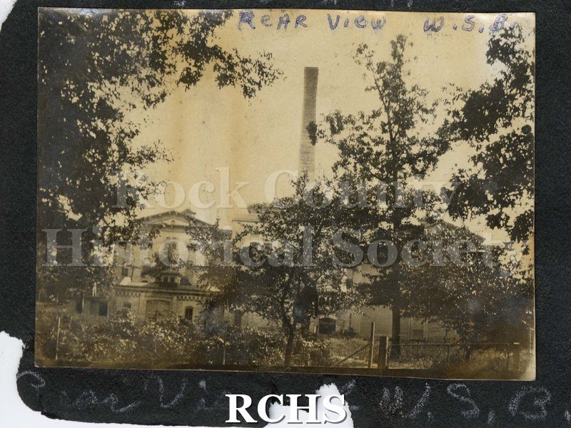 VPhotograph. Black and white photograph of a rear View of Wisconsin School for the Blind.