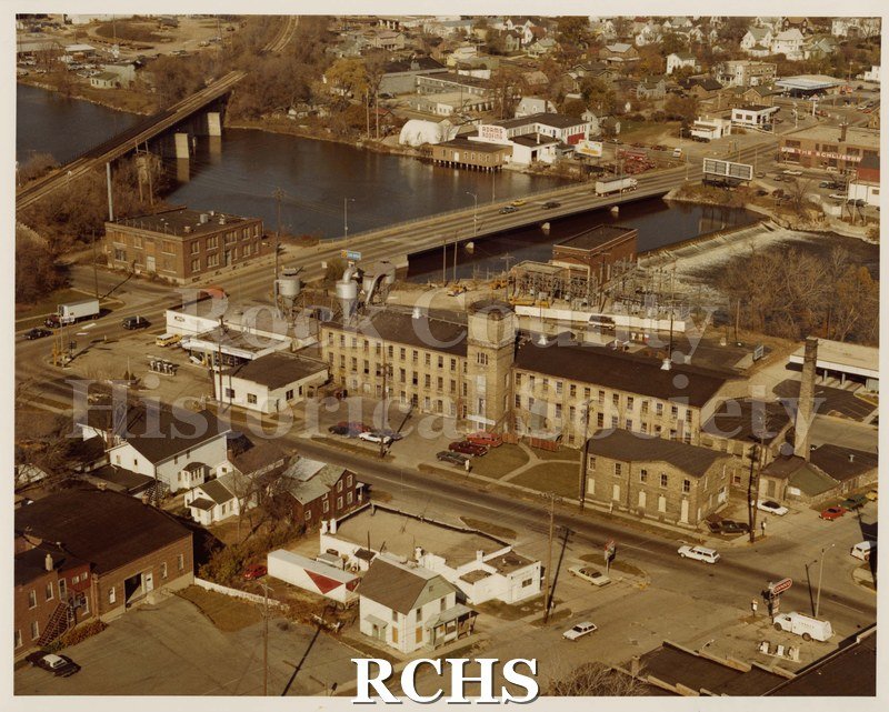 Tinted photo of Janesville Cotton Mills.