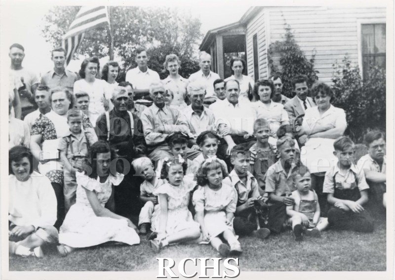 Black and white photograph of Cousin's Reunion (Johnson) 1945.