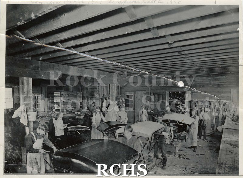 Black and white photograph of Wisconsin Carriage Shop Workers. Duplicate of 1984.59.1 which read.