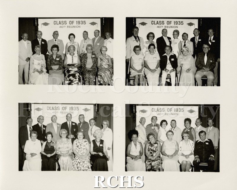 Black and white photograph of_x0002_40th Class Reunion of Class of 1935, Janesville High School.