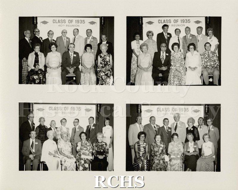 Black and white photograph of 40th Reunion of Class of 1935. This is a set of four photographs of members of the Class of 1935 40th Reunion.