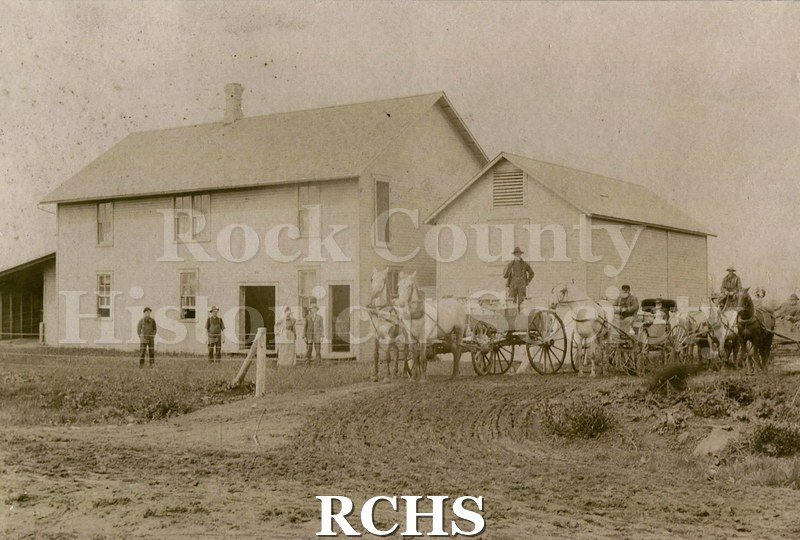 Black and white photograph of Shopiere Creamery.