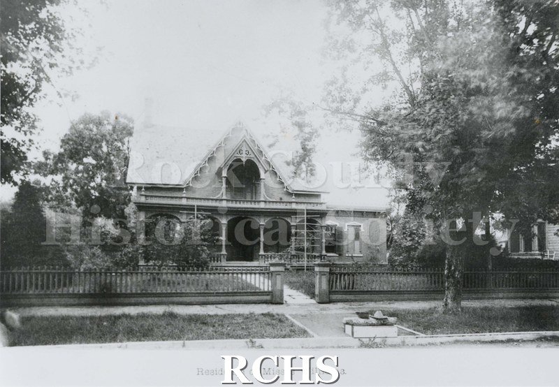 Black and white photograph of the residence of Misses Williams. Shows a two story house with fancy trim. On bottom: "Residence of Misses Williams".