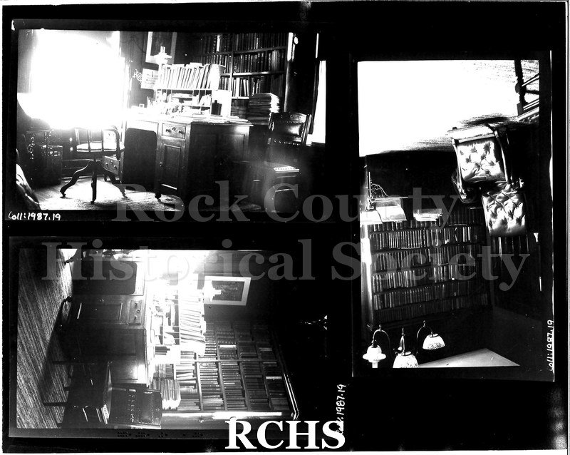 Black and white photograph of Dr. Robert Coit Chapin's Study, Beloit College.