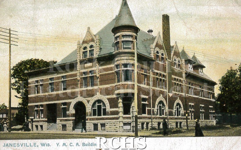 Postcard. Color image of the exterior of the Y.M.C.A Building. Postcard is addressed to Mrs. Maude Struck in St. Paul, MN. Postmarked November 14, 1907.