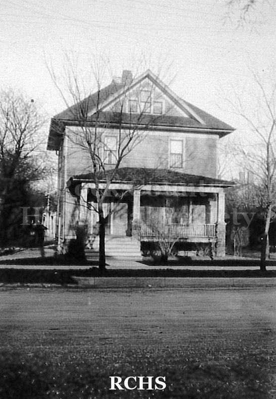 Black and white photograph of 310 N. Terrace, Janesville, WI, a three story house.