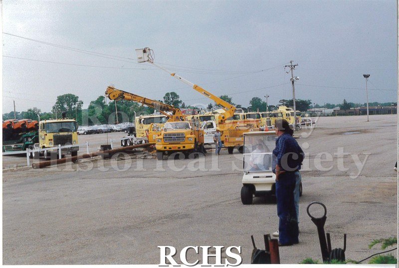 Color photo of the damage to the Janesville Terminal from the 1991 tornado.