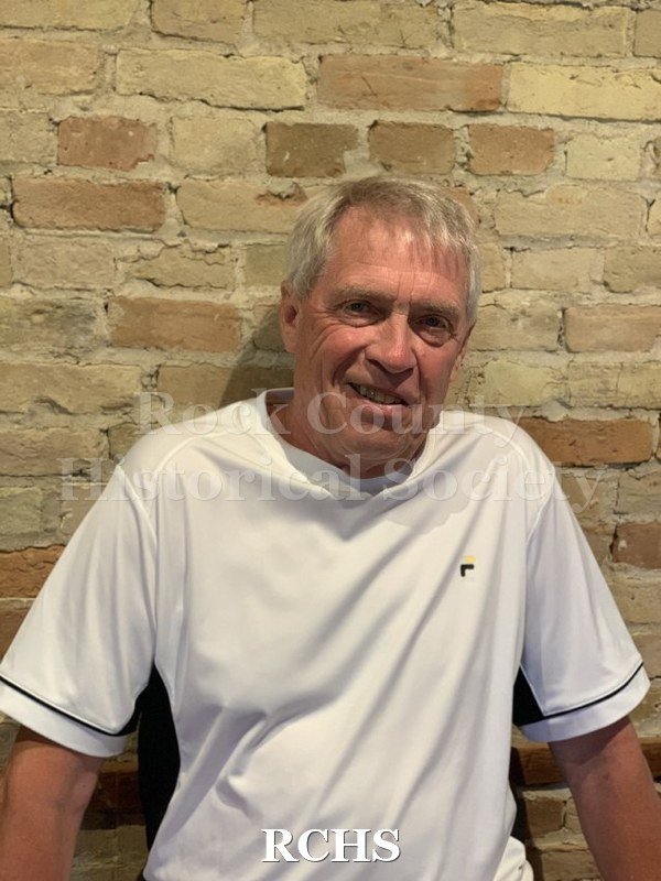 Digital photograph of Roger Schwartz, who worked at General Motors in Janesville from 1963 - 2002. Photo taken at his oral history interview.