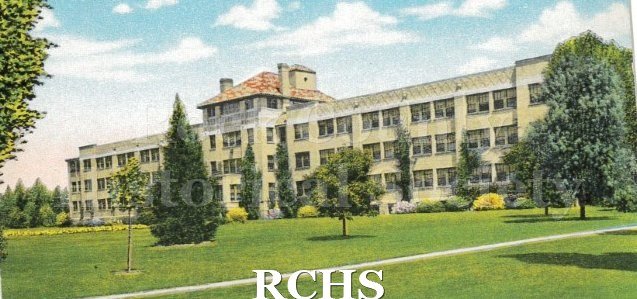 Postcard. Tinted image of the exterior of Pinehurst Sanatorium in Janesville.