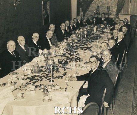 Black and white photograph of Thomas Butters at a banquet at The Mayflower Hotel in Washington, DC in 1935.