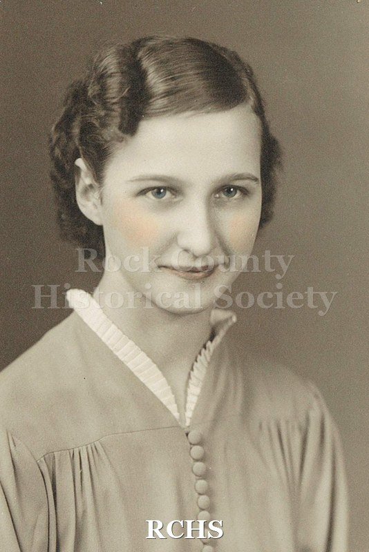 Black and white portrait of Mildred Bier.