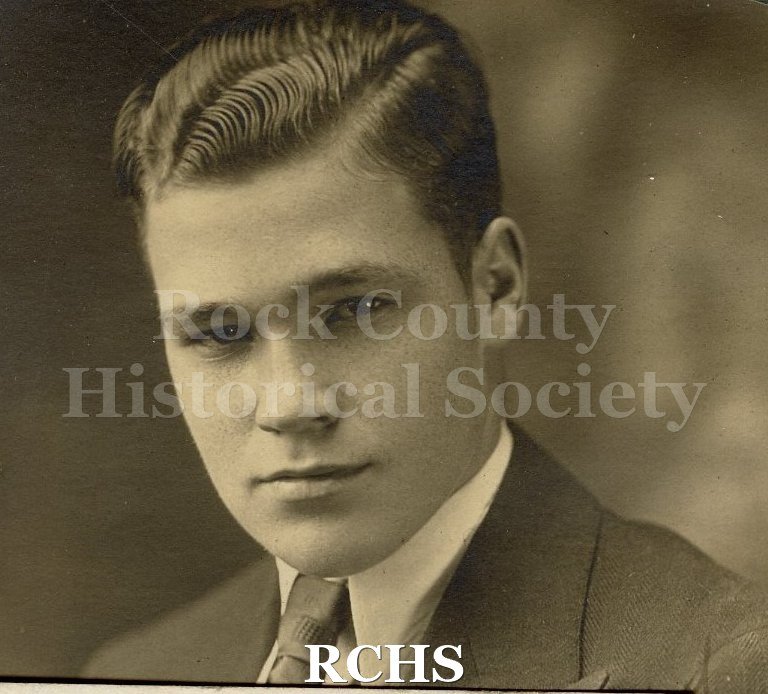 Black and white portrait of Roy C. Schultz, a Janesville High School graduate c. 1930.