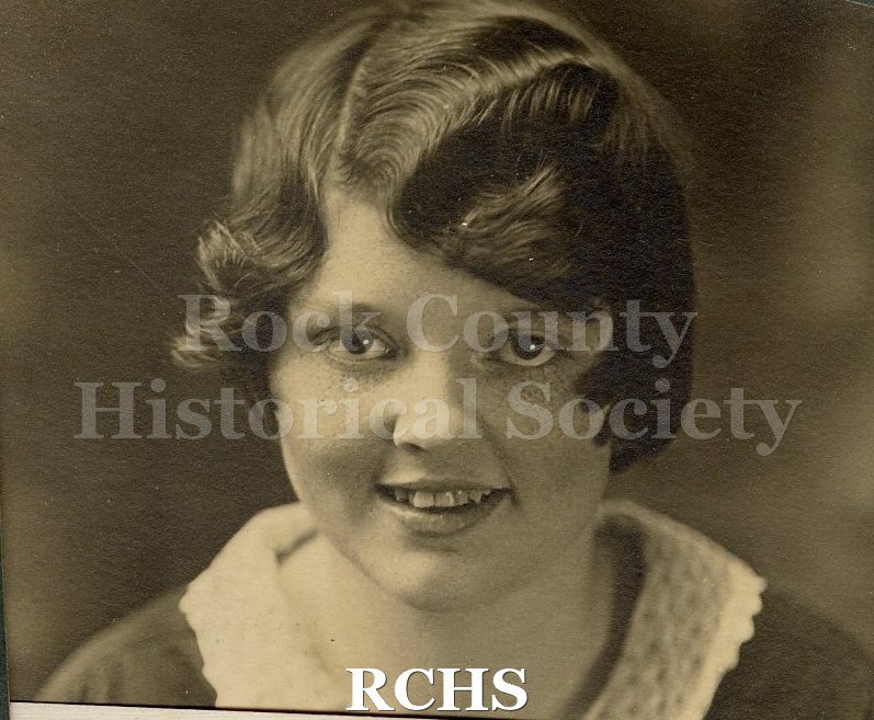 Black and white portrait of Genevieve Helen McDermott, a Janesville High School graduate c. 1930.