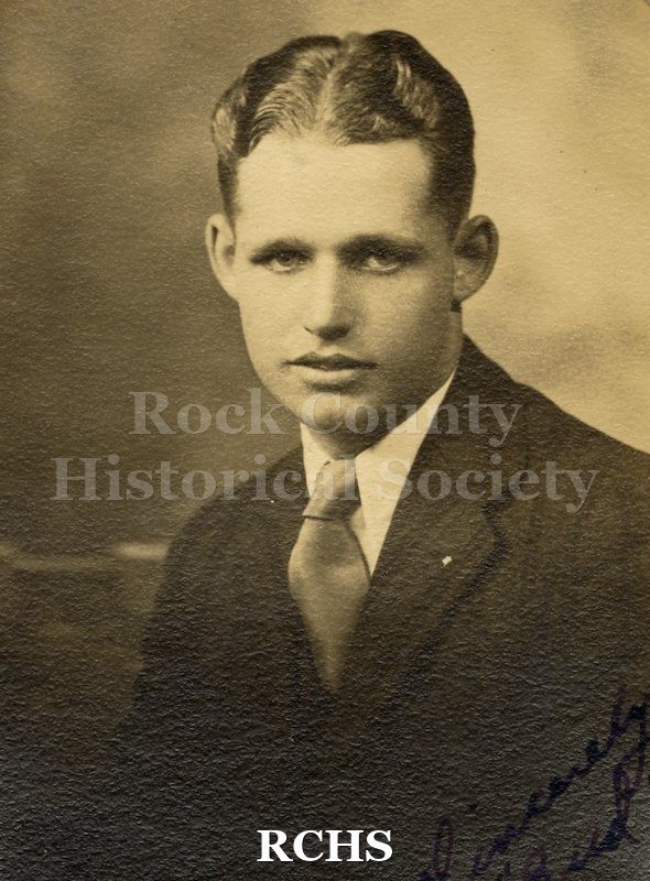 Black and white portrait of Kenneth Gordon Spaulding, a Janesville High School graduate c. 1930.