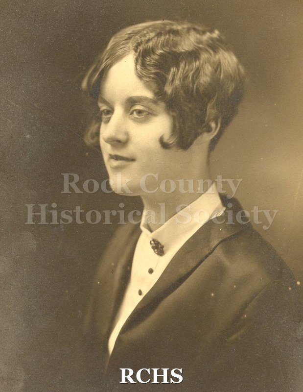 Black and white portrait of Maxine Stricker, a Janesville High School graduate c. 1930.