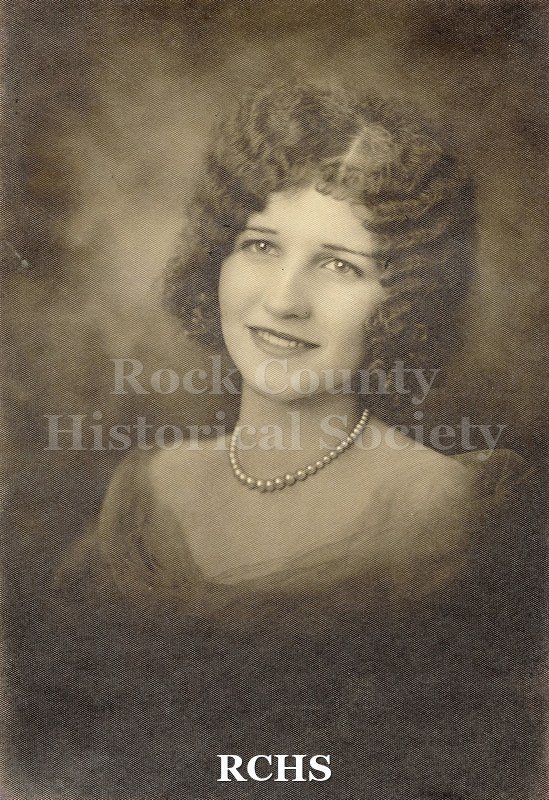Black and white portrait of Pauline Krause, a Janesville High School graduate c. 1930.