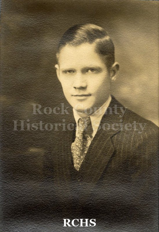 Black and white portrait of Paul Buggs, a Janesville High School graduate c. 1930.