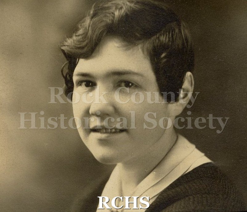 Black and white portrait of Dorothy H. McCue, a Janesville High School graduate c. 1930.