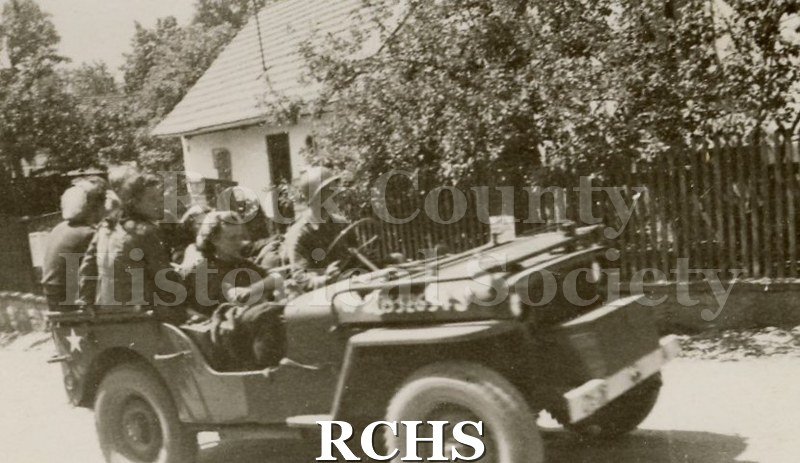 Black and white photograph of a group of U.S. soldiers. Photo was taken by Harvey Thompson (1920 - 1978), who lived at 213 Water Street in Janesville.