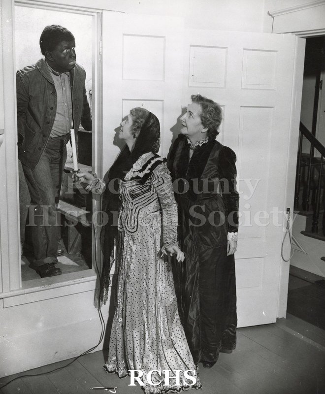 Black and white photograph of Mrs. John W. Gross, Mrs. Lloyd Burcroff and Dr. Irving A.