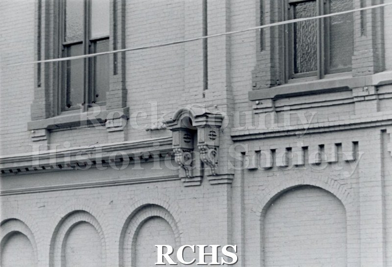 Black and white photograph of the Court Street Methodist Church. Shows the exterior facade of a brick building.