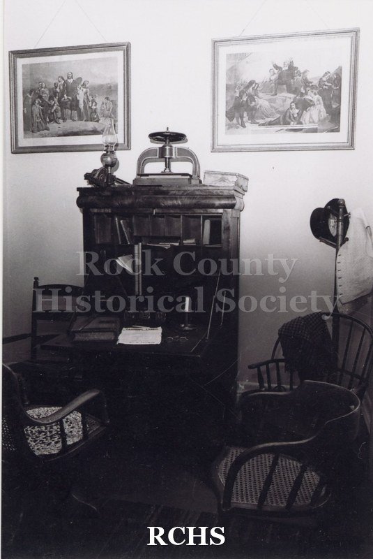 Black and white photograph of Mr. Tallman's Office.