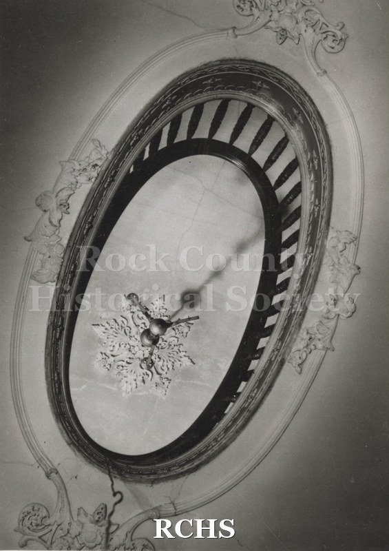 Black and white photograph of the well in the staircase at the Tallman House.