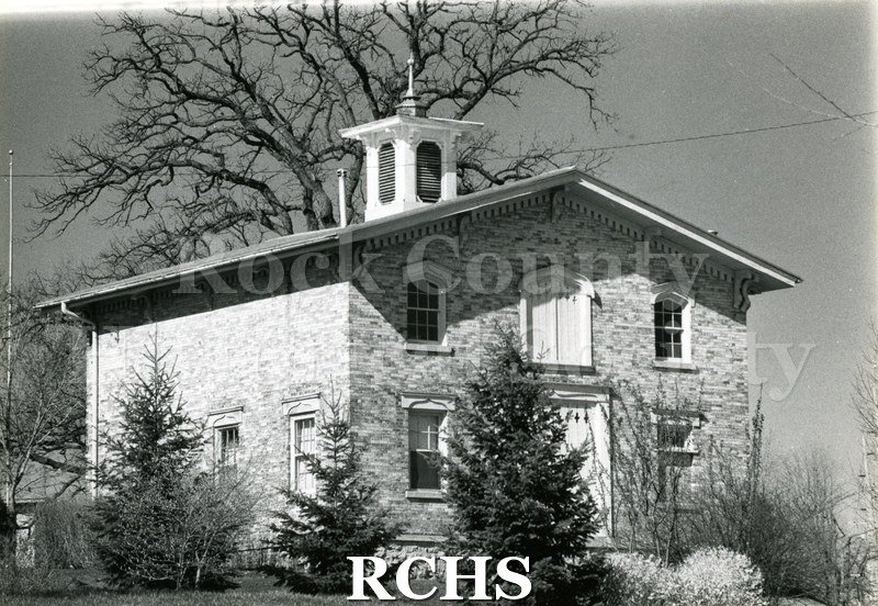 Historic image of Black and white photogrpah of the horse barn on the Tallman House grounds.