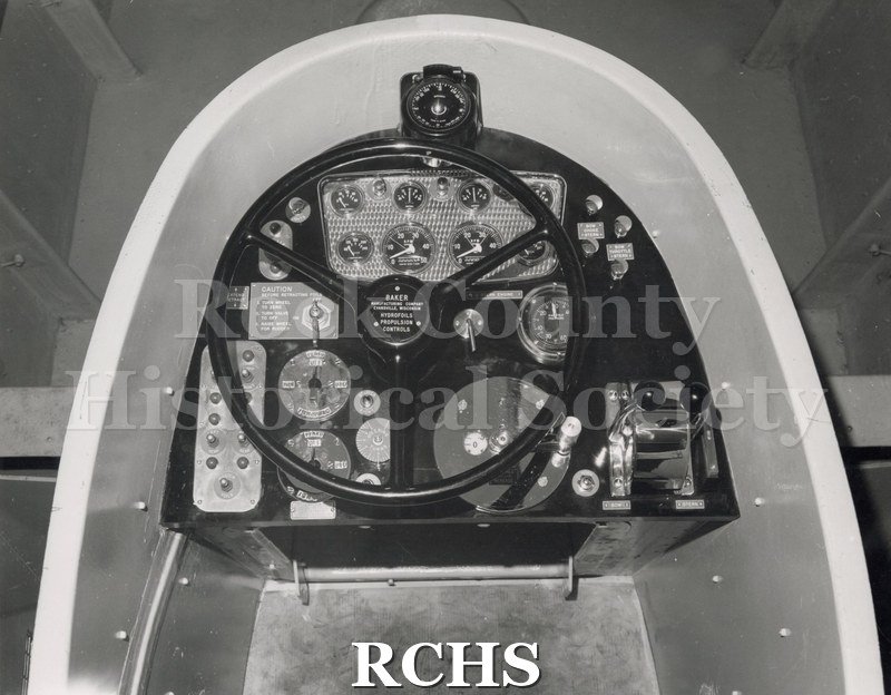 Black and white photograph of "High Lander" control station.