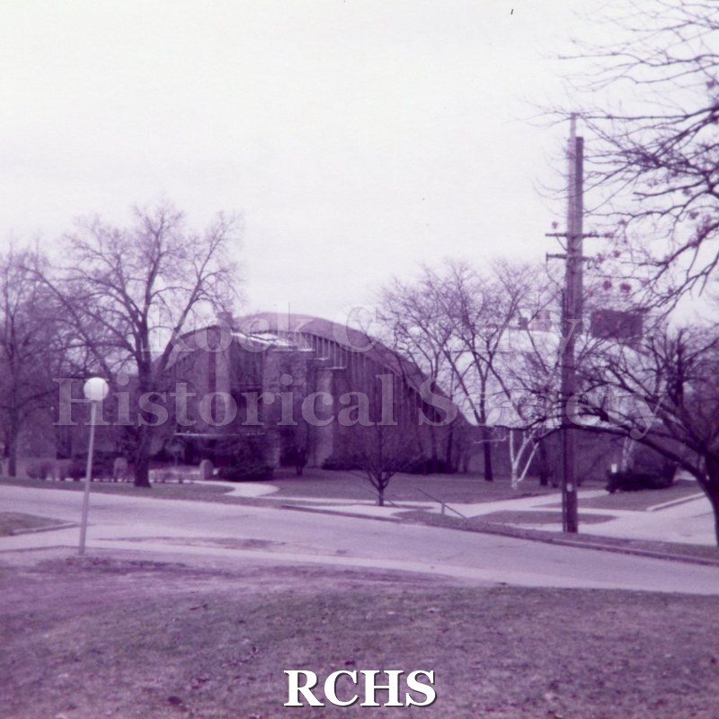 Polaroid photograph of Beloit College's field house.