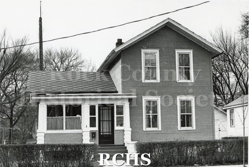 Black and white photograph of 533 Terrace St., Janesville, WI. Shows a two story house with shingle-type siding.