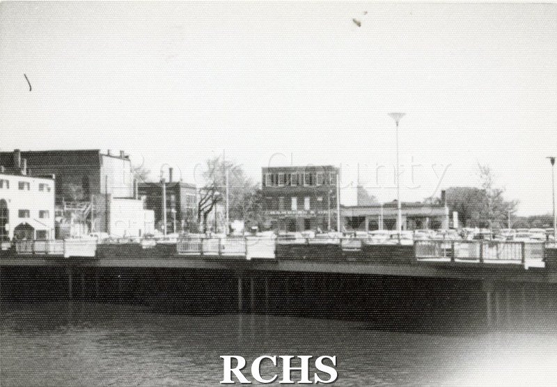 Black and white photograph of the Parking Plaza, Janesville, WI.