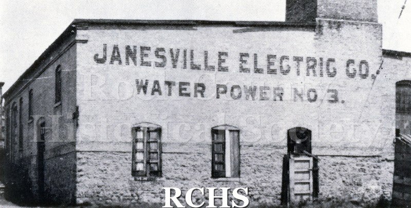 Historic image of Black and white copy print of the Janesville Electric Co. Water Power No 3 plant.