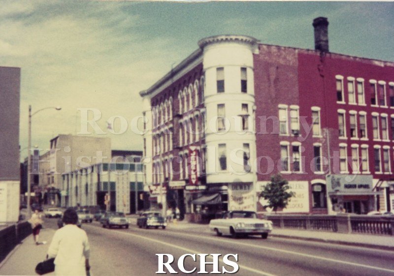 Color photo of the Hayes Block on the corner with a sign for "Jewelry" visible.