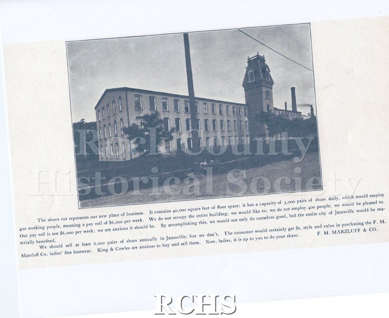 Historic image of Copy print of the Cotton Mills in Janesville, WI On bottom: "The above cut represents our new place of business.