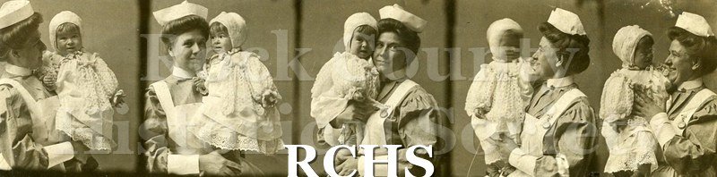 Black and white photograph of strip of five black and white photographs of a nurse and baby.