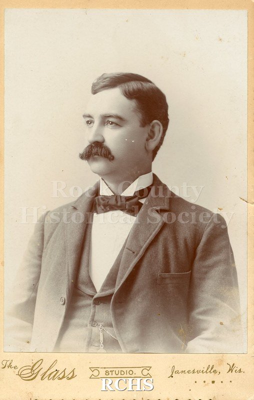 Historic image of Cabinet Card. Fred R. Jones. Built Hotel London July 9, 1912. Died July 9, 1912.