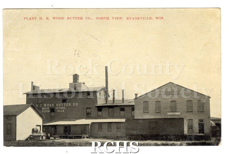 Small postcard. Advertisement sent from the company. Front has picture of a butter company. At top in red text " PLANT D. E.