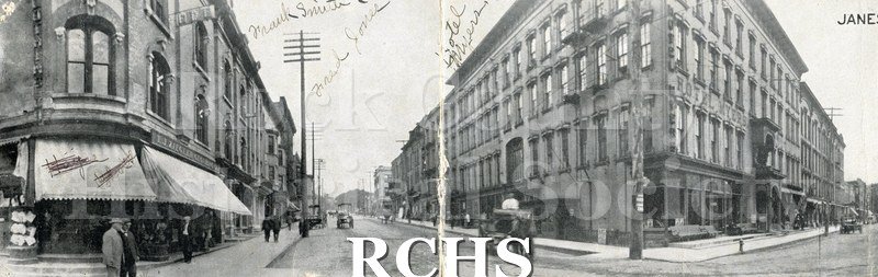 Postcard. Four scenes from Janesville: Frank Smith and Fred Jones; Hotel Myers;Ziegler Block and Jackman Block.