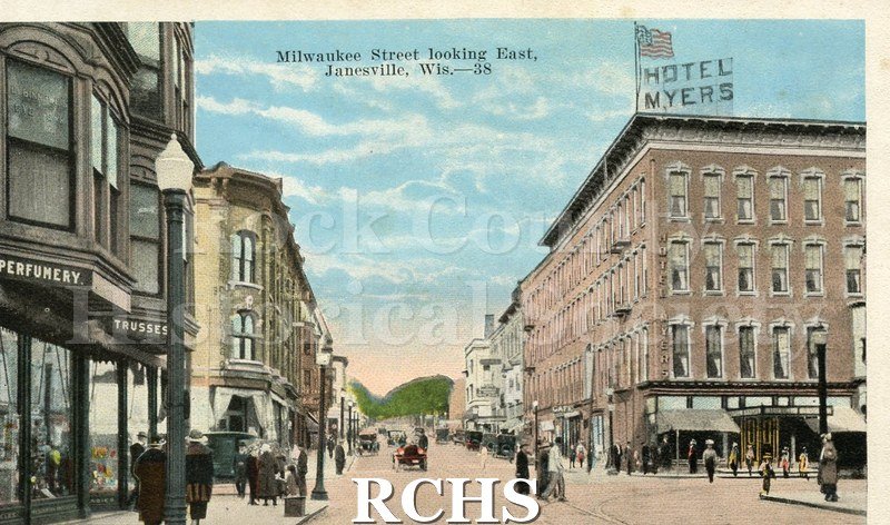 Historic image of Post card: Milwaukee Street looking East, Janesville, WI.