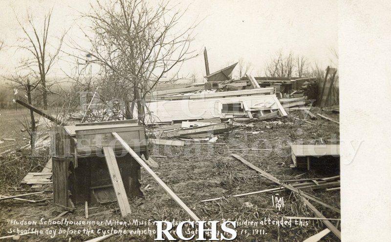 Historic image of Tornado Nov 11, 1911: Hudson School House, Milton; Cyclone; 1911; Milton.