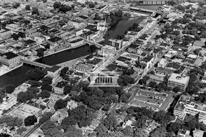 Historic Photo: Aerial view of downtown Janesville late 1950s_retouched_sm_wm